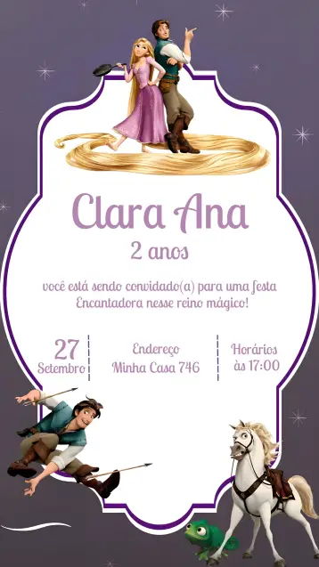 Convite Enrolados Rapunzel editável e personalizável