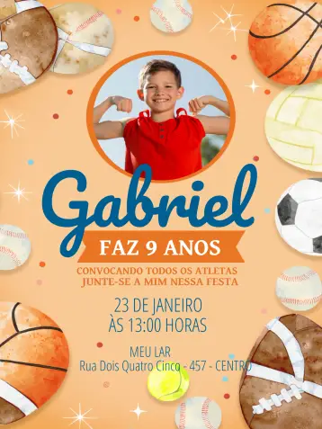 Invite Sports With Boy Photo editable and customizable