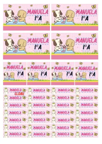 Convite Etiqueta escolar Bobbie Goods para material escolar para meninas. – tema mais pesquisados (rosa, moderno, divertido, infantil, colorido)