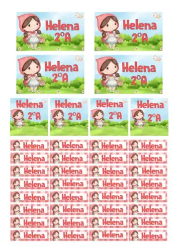 Convite Etiqueta escolar Chapeuzinho vermelho para ideal para o retorno às aulas e identificação de materiais escolares. – tema mais pesquisados (colorido, infantil, lúdico, aventura, floral, clássico)