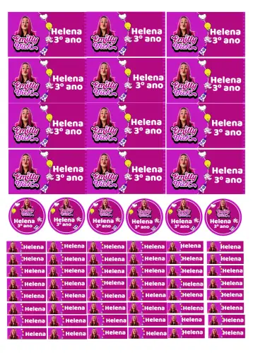 Invitación Etiqueta Escolar Emilly Vick Menina editable y personalizable