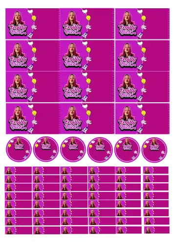 Convite Emilly Vick Girl School Label para children's birthday – tema kids' birthday party (pink, fun, modern, school-themed, colorful, childish)