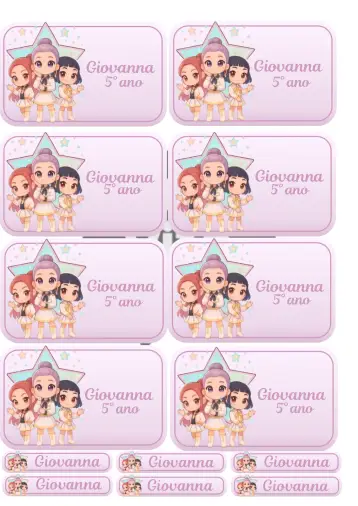 Convite Etiqueta Escolar Guerreiras do Kpop editável e personalizável