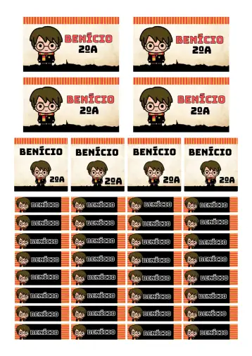 Convite Etiqueta escolar Harry Potter para volta às aulas, festas de aniversário ou eventos escolares. – tema mais pesquisados (mágico, colorido, fantasia, infantil, divertido)
