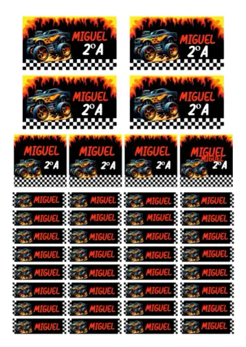 Convite Etiqueta escolar Hot Wheels editável e personalizável