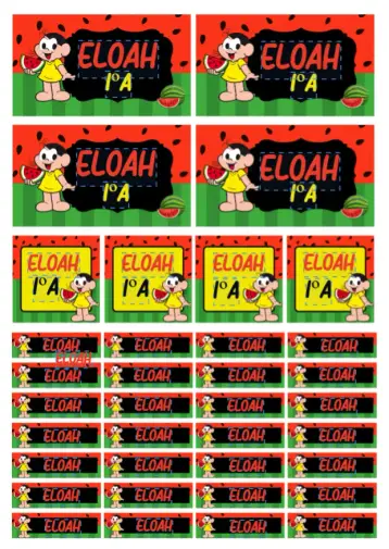 Convite Etiqueta escolar Magali editável e personalizável