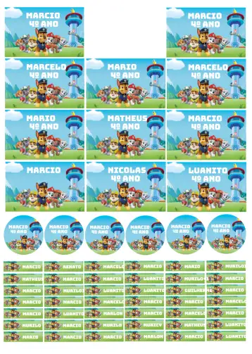 Convite Paw Patrol School Label Tag para children's birthday – tema kids' birthday party (colorful, childlike, themed, fun-filled, contemporary)