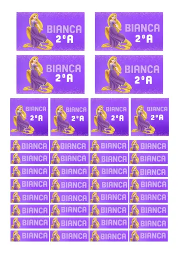 Convite Etiqueta escolar Rapunzel Enrolados editável e personalizável