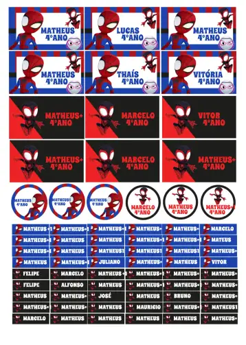 Convite Etiqueta Escolar Spidey Y Sus Amigos Espectaculares Rótulo para regreso a clases y fiestas infantiles. – tema más buscados (colorido, divertido, moderno, superhéroes, infantil, dinámico)