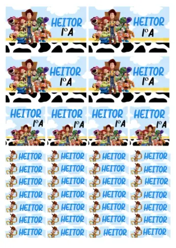 Convite Etiqueta escolar Toy Story editável e personalizável