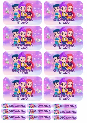 Convite Etiqueta Guerreiras do Kpop 3 editável e personalizável