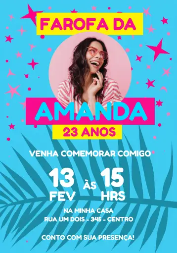 Invite Farofa With Photo Sunset Party editable and customizable