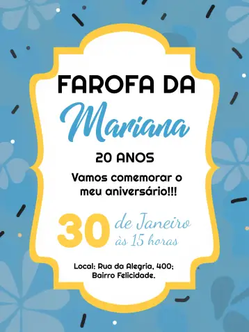 Convite Farofa Drinks para despedida de soltera con amigos y familiares. – tema despedida de soltera (colorido, abstracto, verano, tropical, divertido, moderno)