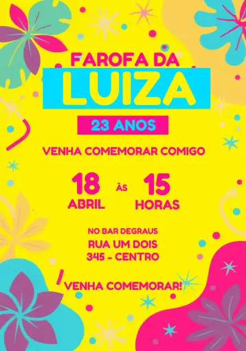 Invite Farofa Tardezinha editable and customizable