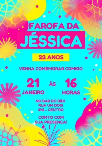 Invitación Farofa Verano editable y personalizable