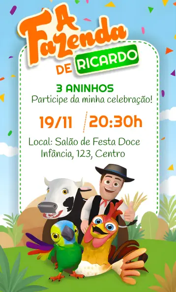 Invite Zenon's Farm for Kids editable and customizable