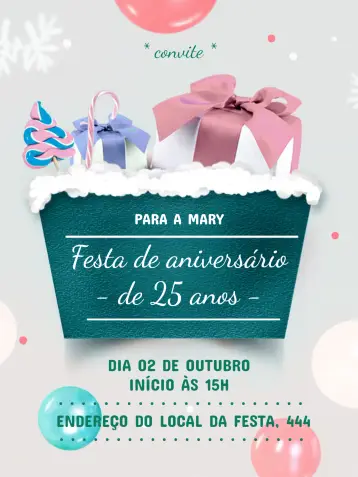 Invitación Femenino - Regalos Verdes editable y personalizable