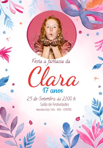 Convite Fiesta De Disfraces Con Foto De Niño para cumpleaños infantil con temática de disfraces. – tema fechas conmemorativas (colorido, divertido, fantasía, carnaval, infantil, vibrante)