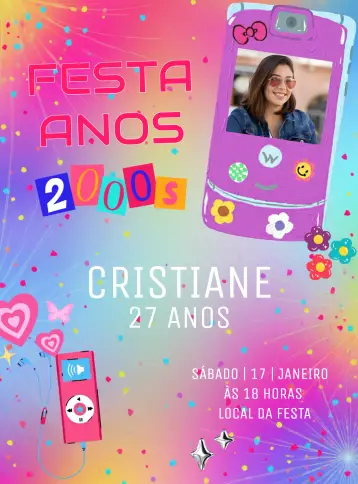 Invitación Fiesta Años 2000 Con Foto 2000s editable y personalizable