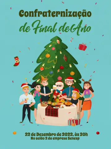Convite Fiesta De Navidad De La Empresa Árbol para confraternización de navidad de la empresa. – tema fechas conmemorativas (azul, verde, blanco, festivo, lúdico, contemporáneo)