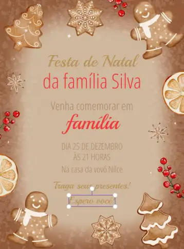 Convite Fiesta De Navidad Regalos de Pan de Jengibre para fiesta de navidad con amigos y familiares. – tema fechas conmemorativas (festivo, colorido, dulce, vintage, tradicional, alegre)