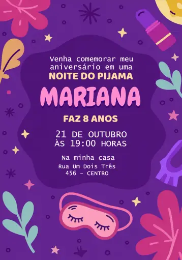 Invitación Fiesta Del Pijama Colorido editable y personalizable