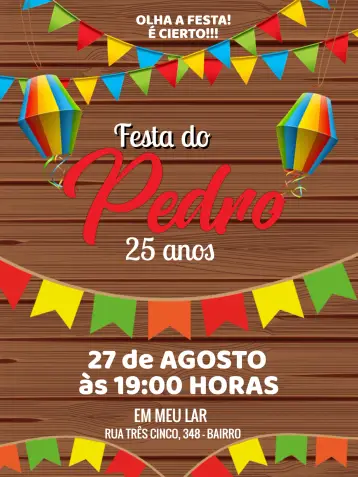 Invite Junina Party Arraiá Julina editable and customizable