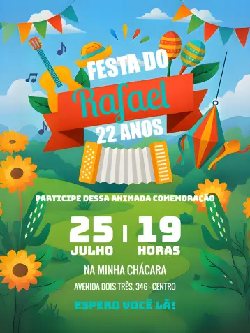 Invite Junina Party Arraiá Girl editable and customizable