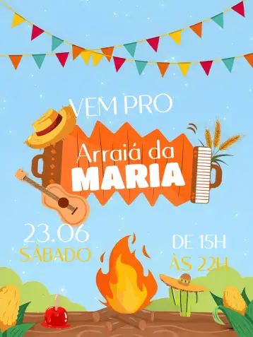 Convite João's June Party para june party, saint john, or thematic celebrations. – tema commemorative dates (colorful, festive, traditional, vintage, rustic)