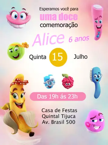 Convite Fini Candy Color Bala para aniversário infantil – tema cumpleaños infantil (colorido, divertido, lúdico, dulce, infantil)