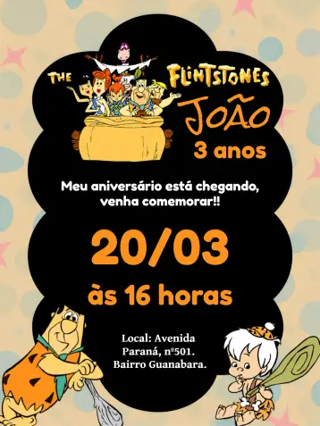 Invitación Flintstones Piedra editable y personalizable
