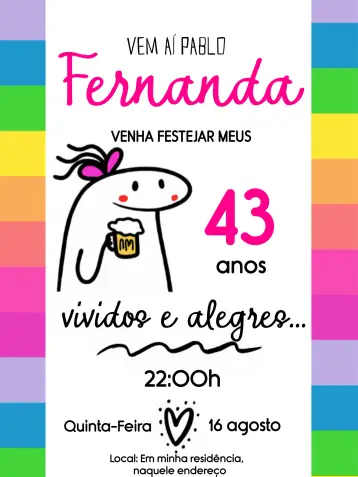 Convite Flork 40 Anos Meme Adulto editável e personalizável