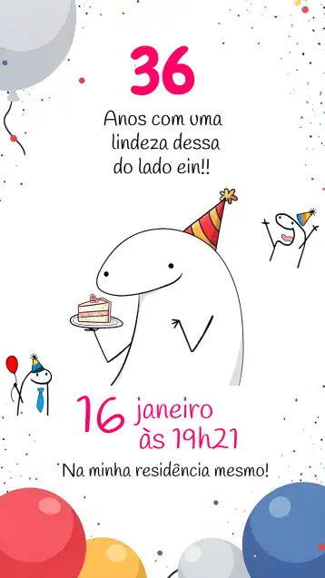 Convite Flork Adulto editável e personalizável
