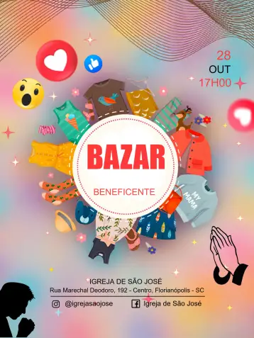 Convite Folheto Para Bazar Da Igreja Digital editável e personalizável