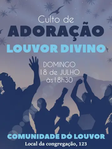 Convite Folheto Para Santa Missa Igreja Louvor editável e personalizável