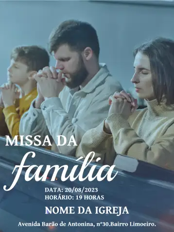 Convite Folleto Para Santa Misa Iglesia Sagrada para bautizo en familia en la iglesia. – tema bautismo (católico, azul y blanco, minimalista, tradicional, elegante)