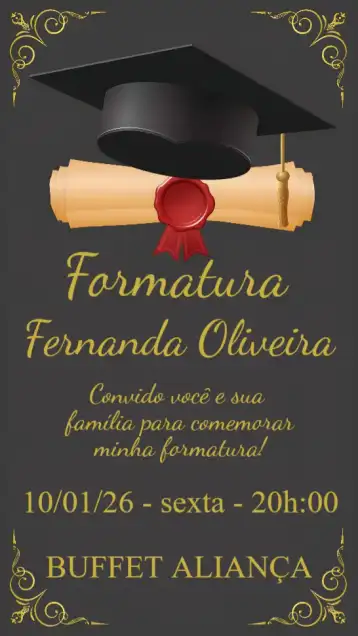 Convite Formatura editável e personalizável