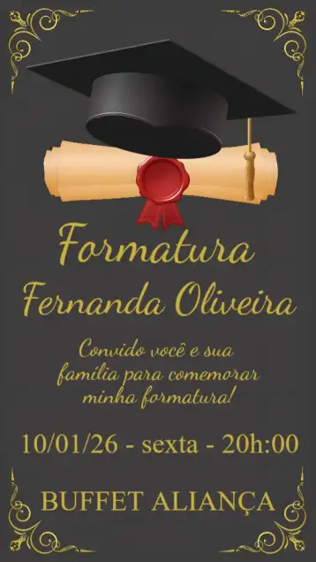 Convite Formatura editável e personalizável