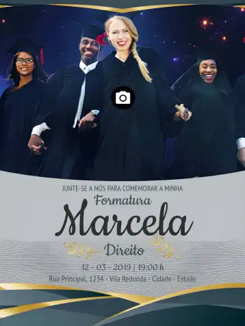 Convite Formatura Com Foto Graduação editável e personalizável