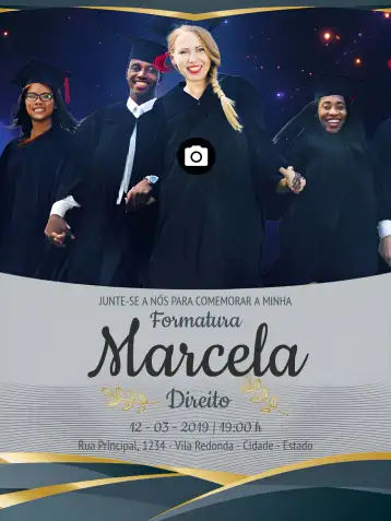 Convite Formatura Com Foto Graduação editável e personalizável