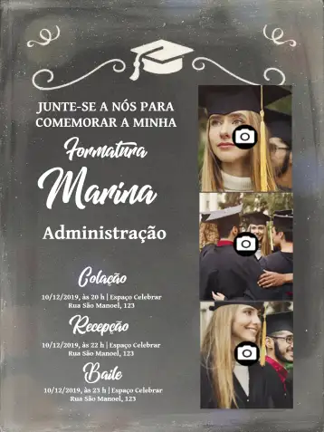 Convite Formatura Com Fotos Médio editável e personalizável