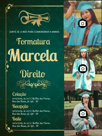 Invite Law Graduation With Photos Confetti editable and customizable