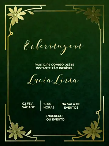 Convite Formatura Enfermagem Graduação editável e personalizável