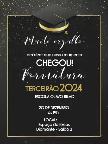 Convite Formatura Terceirão Médio editável e personalizável