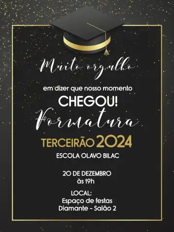 Convite Formatura Terceirão Médio editável e personalizável
