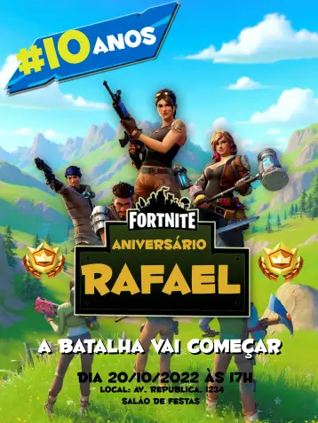 Invite Fortnite Battle Royale Blue editable and customizable