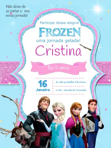 Invitación Frozen Azul editable y personalizable