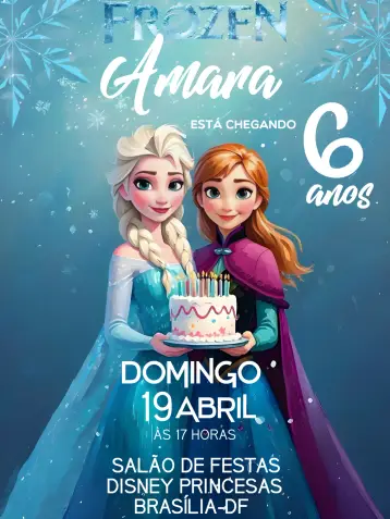 Convite Frozen Fronzen editável e personalizável