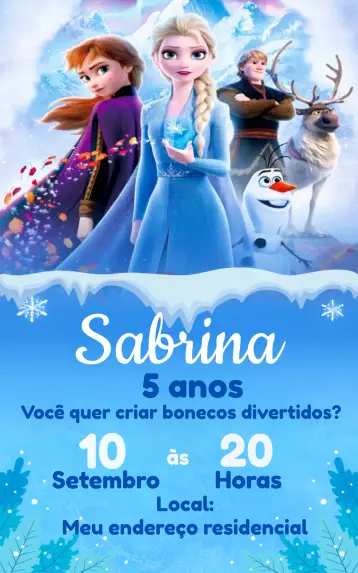 Convite Frozen Sven editável e personalizável