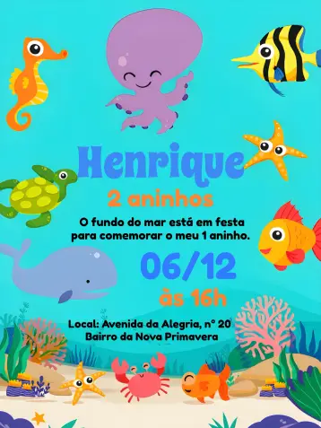 Invite Orange Under the Sea editable and customizable